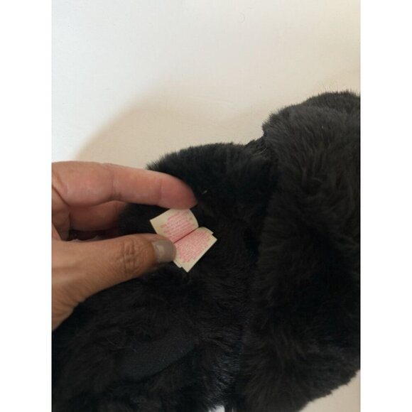 Victoria's Secret PINK Criss Cross Slipper Size‎ 7-8 Medium Black Fuzzy Slides - Picture 9 of 11